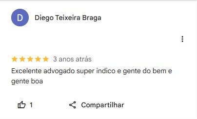 Depoimento 5 — avaliação Google de cliente do escritório Monteiro Rabelo Advocacia
